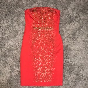 Orange Strapless Dress